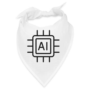 KI-Mikrochip-Liniensymbol - Bandana - Weiß - Vorne