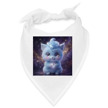 Cute fluffy blue fantasy creature holding a magic  - Bandana - Weiß - Vorne