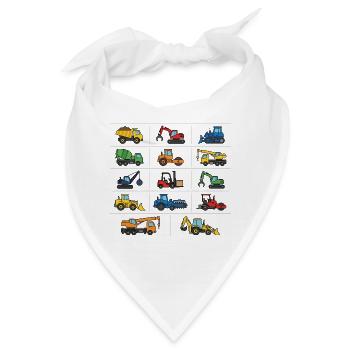 Baubagger für Jungen, Mädchen, Männer und Frauen - Bandana - Weiß - Vorne