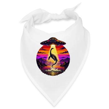 UFO-Strahl-Lochness-Monster Sonnenuntergangsneon - Bandana - Weiß - Vorne