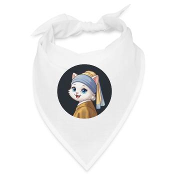 Mädchen mit dem Perlenohrring Katze - Bandana - Weiß - Vorne