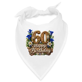 60 Geburtstag Alpen Holzblumen Design - Bandana - Weiß - Vorne
