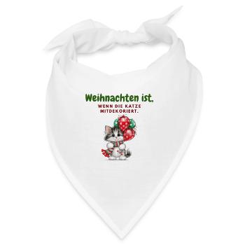 Weihnachten ist, wenn die Katze mit dekoriert - Bandana - Weiß - Vorne