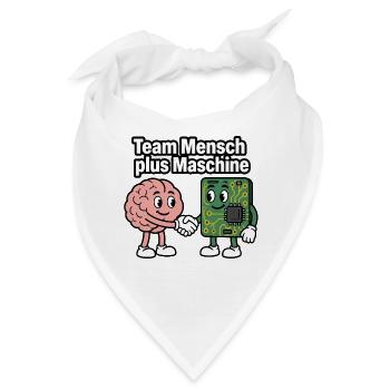 Team Mensch plus Maschine – KI Tech Humor Shirt - Bandana - Weiß - Vorne