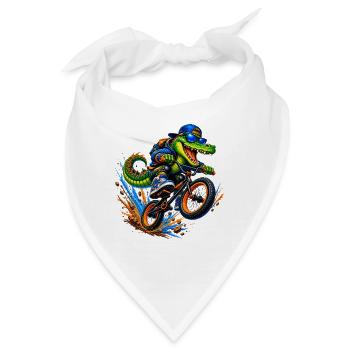 Krokodil BMX – Cooles Freestyle Bike Motiv - Bandana - Weiß - Vorne
