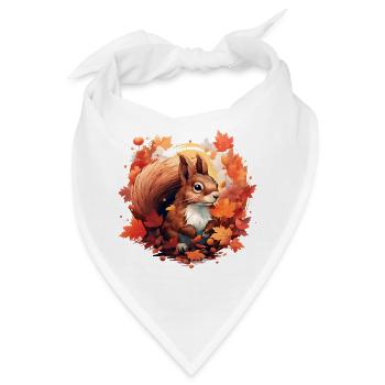 Herbstliches Eichhörnchen im Laub - Bandana - Weiß - Vorne