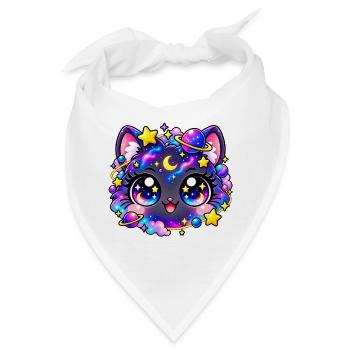 Sternenpastell-Galaktische Katze - Bandana - Weiß - Vorne