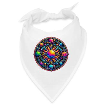 Kosmisches Sonnenmandala - Bandana - Weiß - Vorne