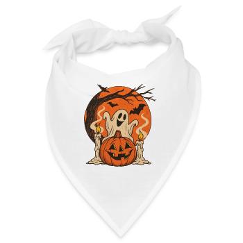 Vintage Halloween Kürbisgeist Kerzen - Bandana - Weiß - Vorne