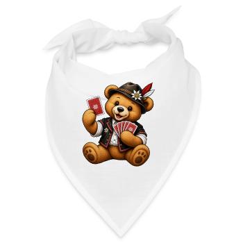Teddybär Kartenspieler - Geschenk für Spielfreunde - Bandana - Weiß - Vorne