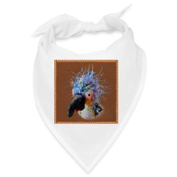 Krallo Kreisch™ Kultvogel Pop-Out Lederoptik braun - Bandana - Weiß - Vorne