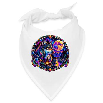 Kosmischer Wolf im Mondlicht - Bandana - Weiß - Vorne