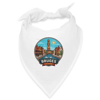 Brügge, Belgien, Belfry Canal Swans Reiseabzeichen - Bandana - Weiß - Vorne