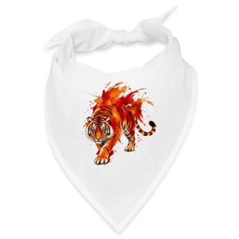 Wasserfarbiger Tigerimpression - Bandana - Weiß - Vorne