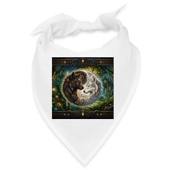 Celtic Wolves Yin Yang – Steampunk-Harmonie - Bandana - Weiß - Vorne