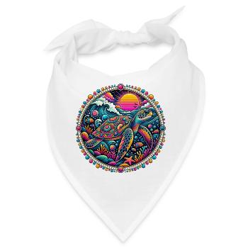 Psychedelische Meeresschildkröte - Bandana - Weiß - Vorne