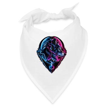 Neon Wolf Mond Geometrie - Bandana - Weiß - Vorne