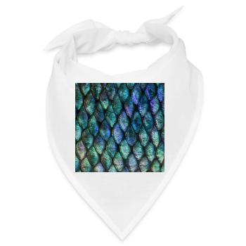 Irisierender Türkis und blaue Schuppen - Bandana - Weiß - Vorne