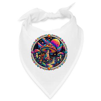 Psychedelischer Pilzwald - Bandana - Weiß - Vorne