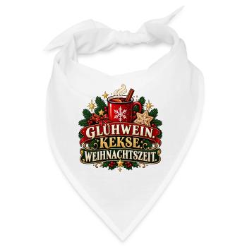 Glühwein Kekse Weihnachtszeit – Winterdesign - Bandana - Weiß - Vorne