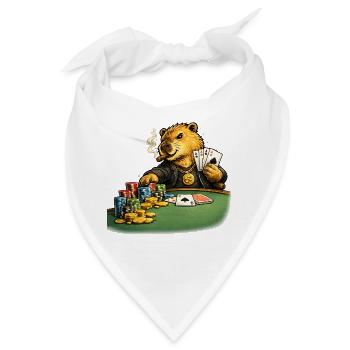 Capybara beim Poker - Bandana - Weiß - Vorne
