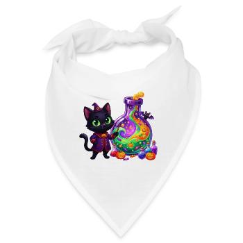 Niedlicher Schwarzer Katzenzauberer Zaubertrank Halloween - Bandana - Weiß - Vorne