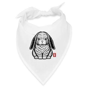Wütender, grummeliger Hase - Bandana - Weiß - Vorne