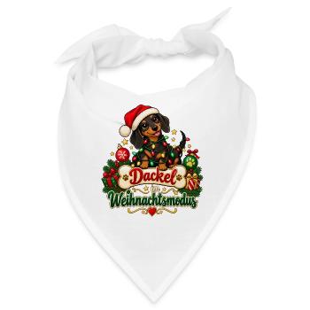 Dackel im Weihnachtsmodus - Bandana - Weiß - Vorne