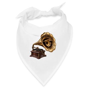 Antikes Grammophon - Bandana - Weiß - Vorne