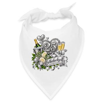 25. Silberhochzeit Festdesign - Bandana - Weiß - Vorne