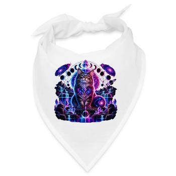 Kosmische Katze – Mystisches Galaxie Design - Bandana - Weiß - Vorne
