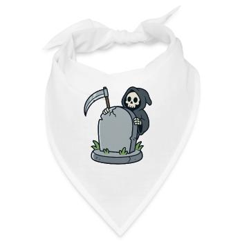 Cartoon-Sensenmann hinter einem Grabstein - Bandana - Weiß - Vorne