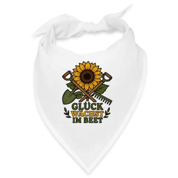 Glück wächst im Beet Garten Schaufel Rechen Design - Bandana - Weiß - Vorne