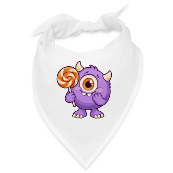 Niedliches Zyklopenmonster mit Lutscher - Bandana - Weiß - Vorne