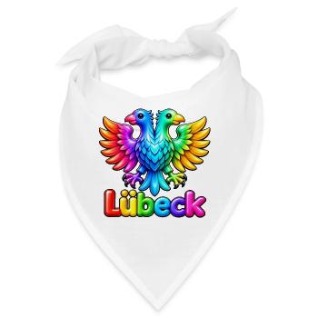 Lübeck unter dem Regenbogen - Bandana - Weiß - Vorne
