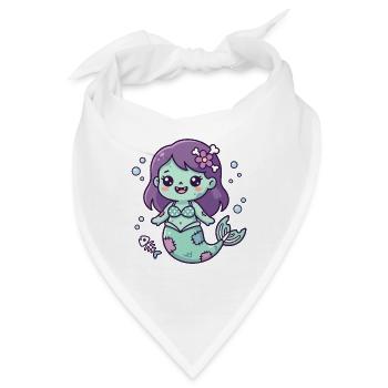 Süße Zombie-Meerjungfrau mit lila Haaren im Ozean - Bandana - Weiß - Vorne