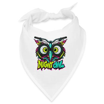Neon Night Owl Mountainbike-Kunst - Bandana - Weiß - Vorne
