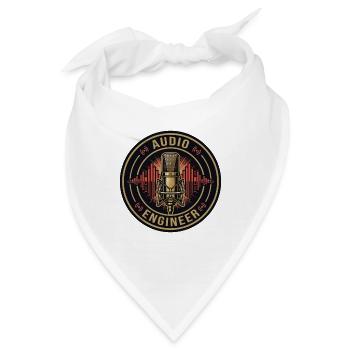 Geschenk des Toningenieurs mit Vintage-Mikrofon-Abzeichen - Bandana - Weiß - Vorne