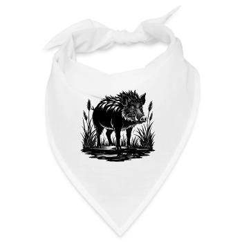 Wildschwein im Sumpf - Bandana - Weiß - Vorne