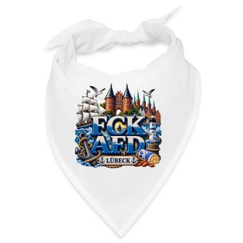 Hansestadt Lübeck gegen AFD - Bandana - Weiß - Vorne