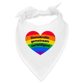 DEMOKRATIE GEMEINSAM VERTEIDIGEN, NIE WIEDER JETZT - Bandana - Weiß - Vorne