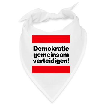 DEMOKRATIE GEMEINSAM VERTEIDIGEN, NIE WIEDER JETZT - Bandana - Weiß - Vorne