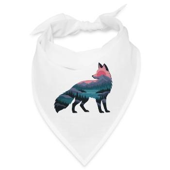 Wolfsilhouette mit Naturpanorama - Bandana - Weiß - Vorne
