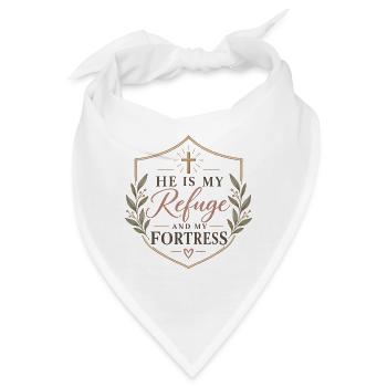 Er ist meine Zuflucht und Festung - Bandana - Weiß - Vorne