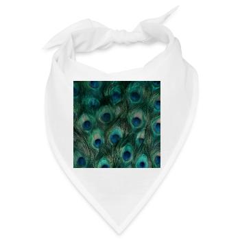 Smaragdgrüne Pfauenfedern - Bandana - Weiß - Vorne
