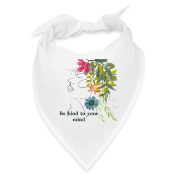 Sei freundlich zu deinem Geist – Blumenlinienkunst - Bandana - Weiß - Vorne