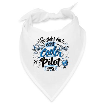 So sieht ein echt cooler Pilot aus - Flugzeug - Bandana - Weiß - Vorne