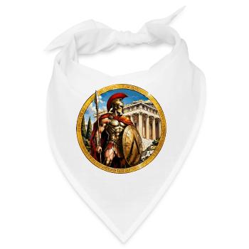 Spartanischer Krieger vor Tempel - Bandana - Weiß - Vorne