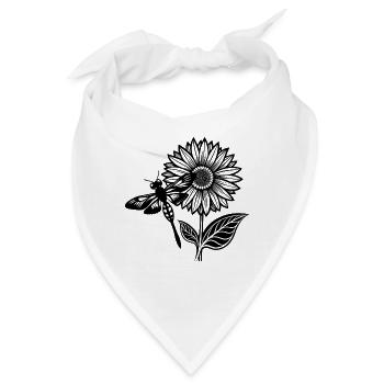 Libelle und Sonnenblume - Bandana - Weiß - Vorne