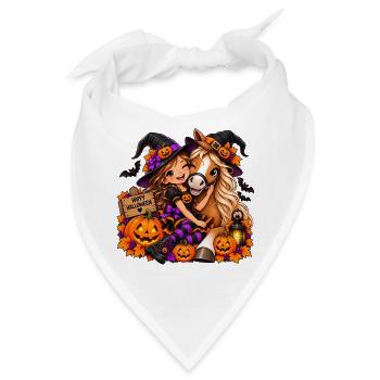 Kuschelige Halloween-Hexe & Pony - Bandana - Weiß - Vorne
